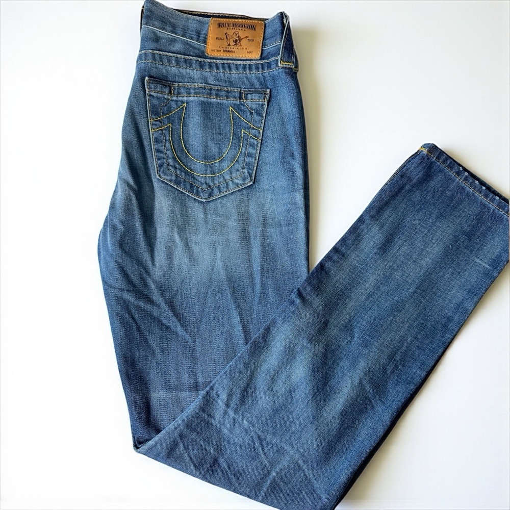True Religion Womens 27 Brianna Jeans Vtg 2003 Medium Wash‎ Made USA 90s Y2K